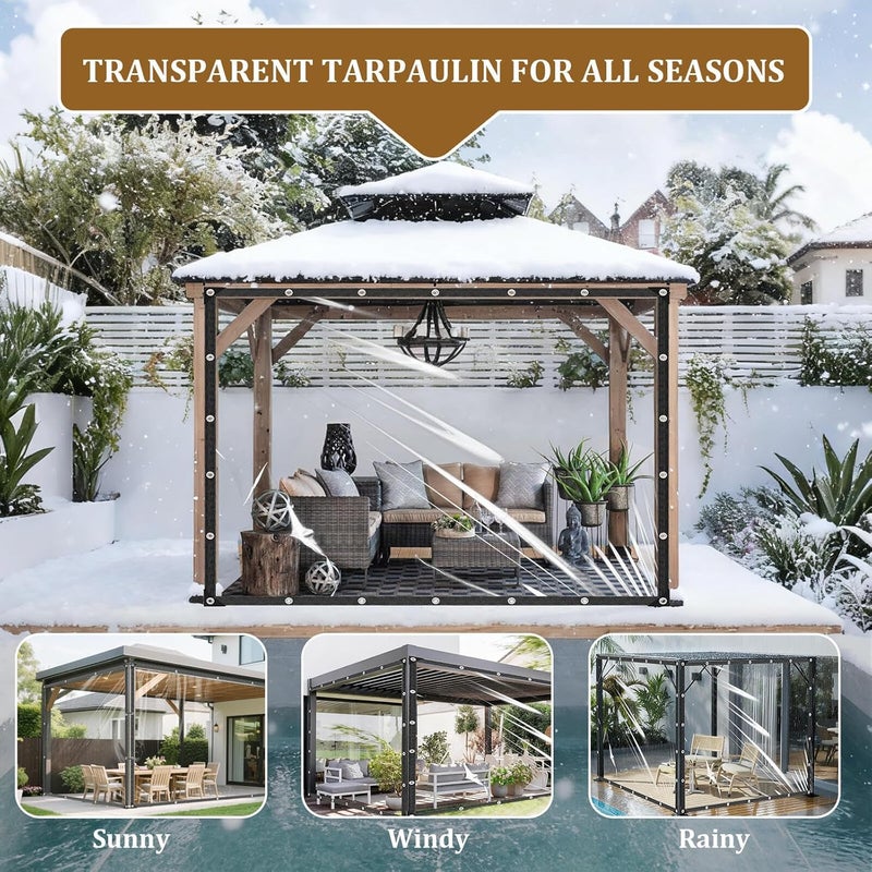 MVRFN Clear Tarp with Grommets 10x12ft Clear Tarps Heavy Duty Thickened PVC Tear Resistant Reinforced Edges for Greenhouse Patio Garden Chicken Porch Outdoor Chicken Coop Cover Greenhouse Plant Enclosure - Image 4